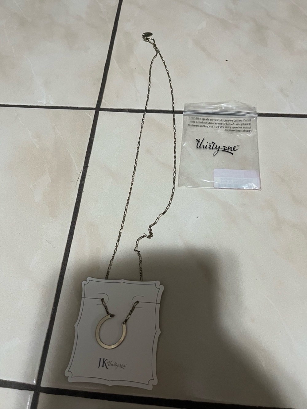 thirty-one Gold Tone Hoop Pendant Necklace with Matching Ear Wires